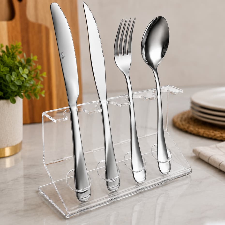 Porta Talheres Em Acrílico Suporte Organizador Faqueiro Para Mesa Posta Decoração