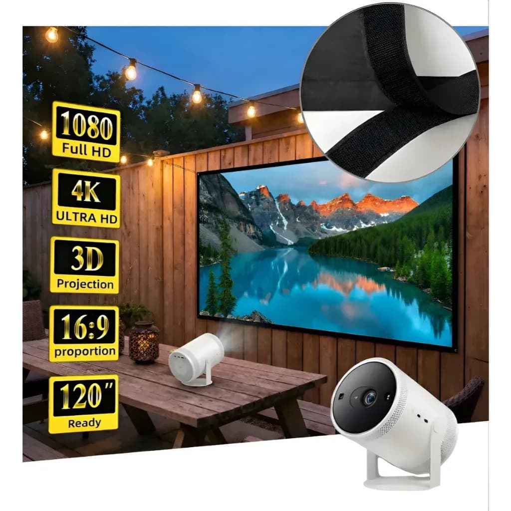 Tela De Projeção Com Velcro Lagostini 120 Polegadas Full Hd 4k Lona Dobrável Projetor Datashow Cinema Interno Externo