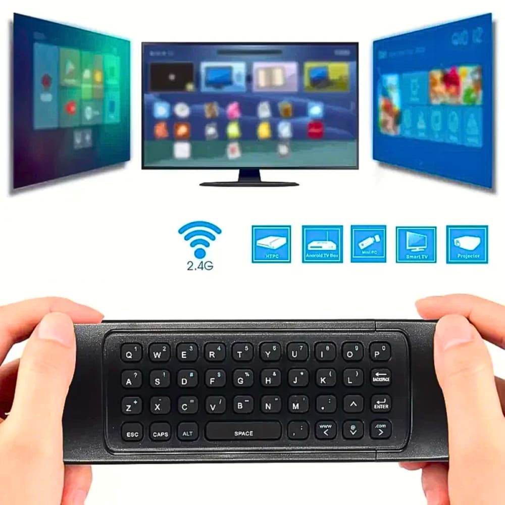 Controle Air Mouse 2.4G Com Sensor Teclado Smart TV TV Box PC