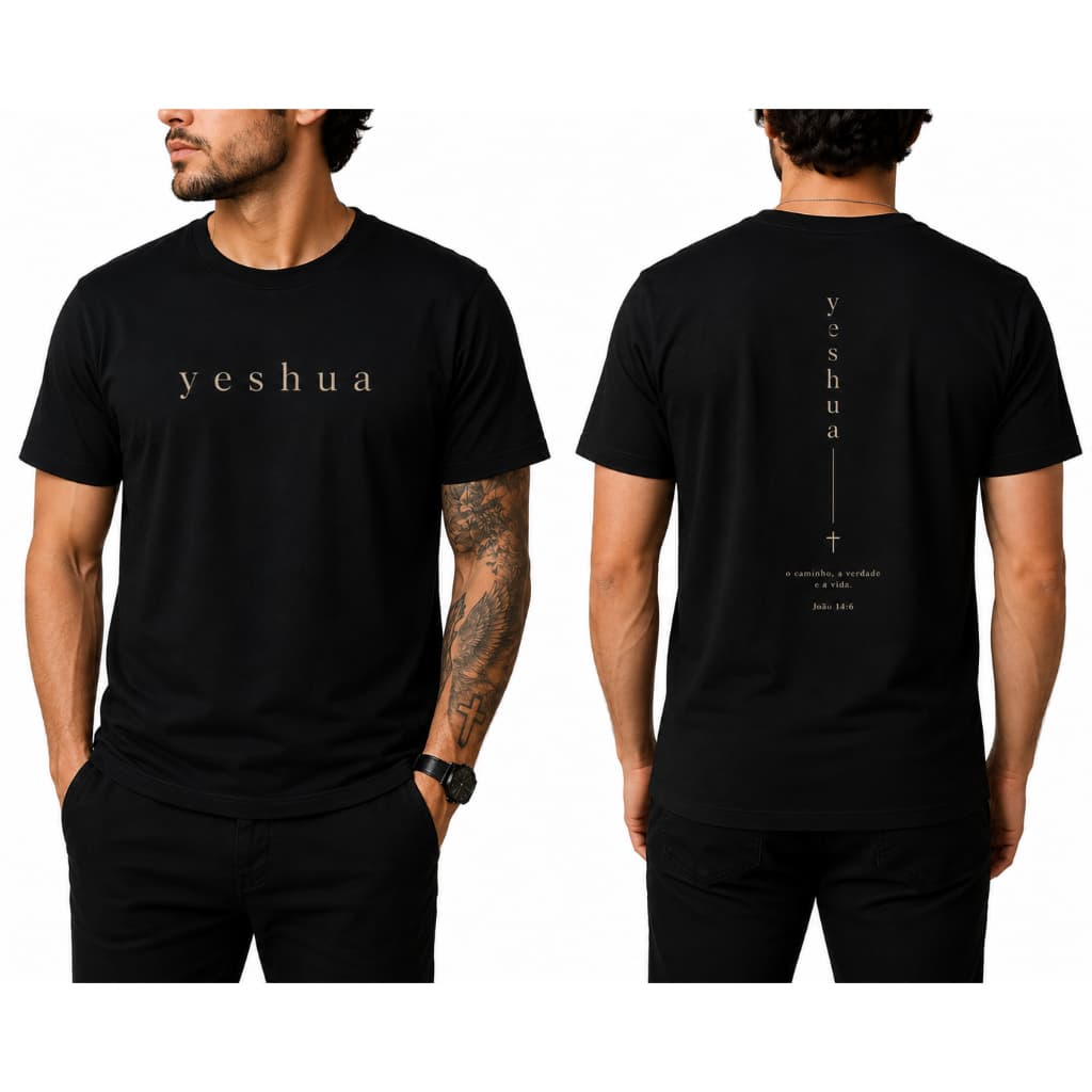 Camiseta Masculina Yeshua Cristã Minimalista Algodão