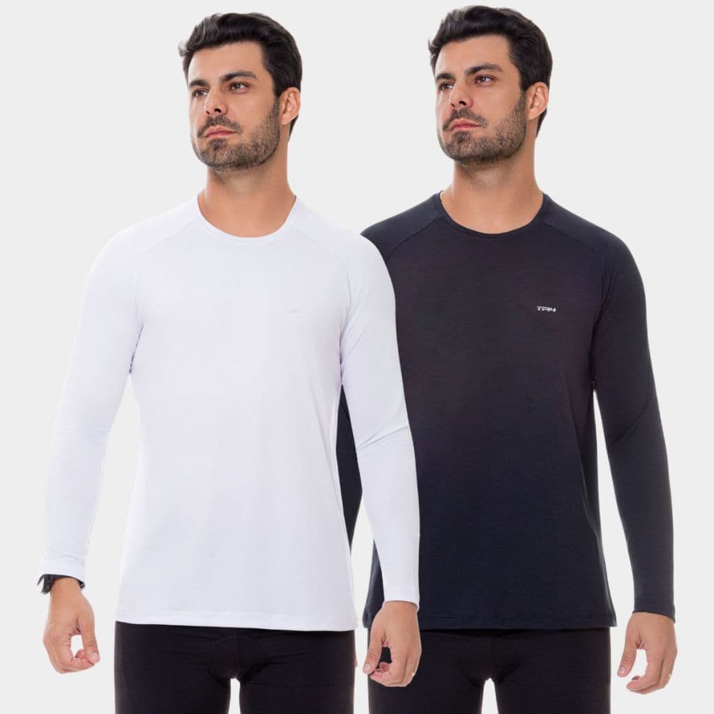 Kit 2 Camisas Manga Longa Proteção Solar Uv Masculino Academia Esporte Treino Inverno