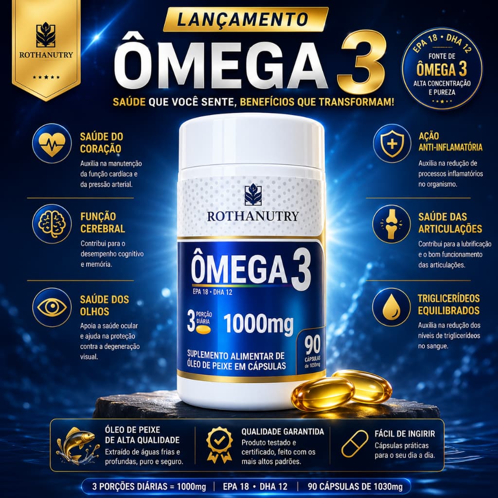 Ômega 3 1000mg EPA DHA Suplemento Alimentar 90 Cápsulas