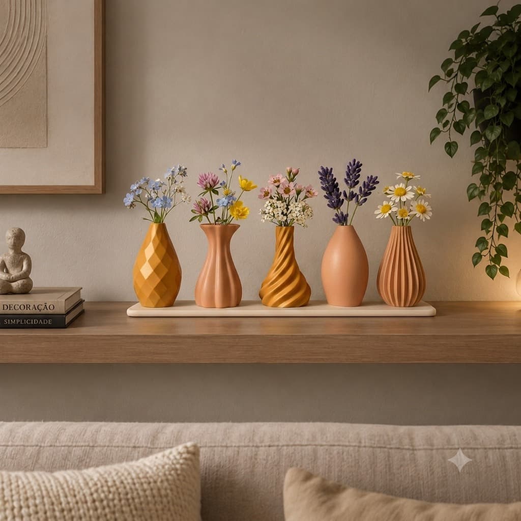 Conjunto de 5 Mini Vasos de Brotos Cachepôs Decorativos para Suculentas e Cactos