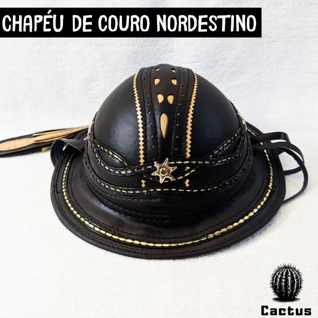 Chapéu de Couro Nordestino Dominguinhos Legítimo Rústico Cangaceiro Festa Junina Pernambuco Sertão