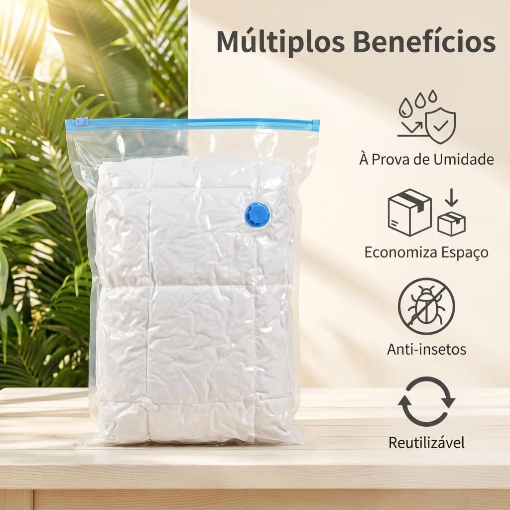 Sacos Vácuo Alta Qualidade Economize 70% Espaço no Armário