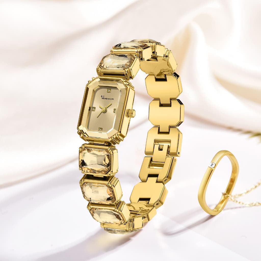 Women's Elegant Quartz Watch Stainless Steel Waterproof Metallic Strap 22mm Luxury  Perfect Gift