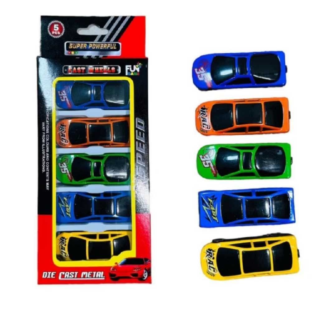 Carrinho de Metal Brinquedo Infantil 5 peças cores Variadas