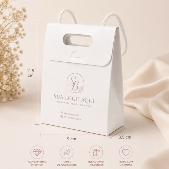 kit10 Sacola Encaixe luxo P / M para aniversário Mascote joias semijoias bijus acessório brindes mimos COLOQUE SUA LOGO