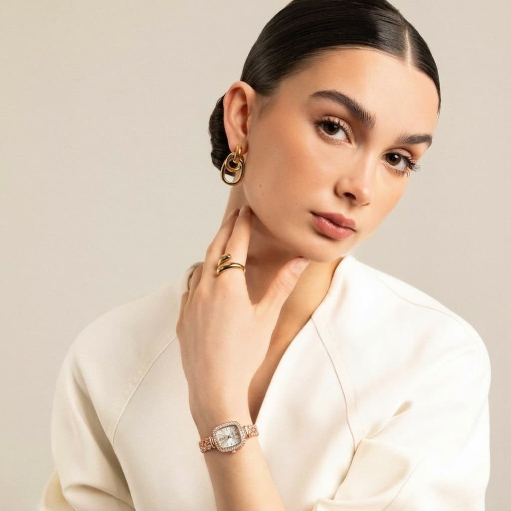 Kit Relógio Feminino + Caixinha de Presente Porta Joias Dia dos Namorados com Strass Delicado Luxo