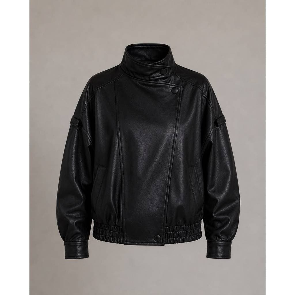Jaqueta Zar Oversized Gola Alta Couro PU - Estilo e Conforto