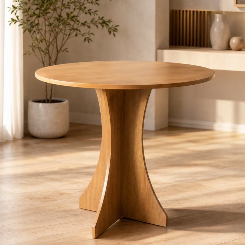 Mesa De Jantar Redonda 80cm Sala De Jantar Cozinha MDF 4 Lugares Compacta