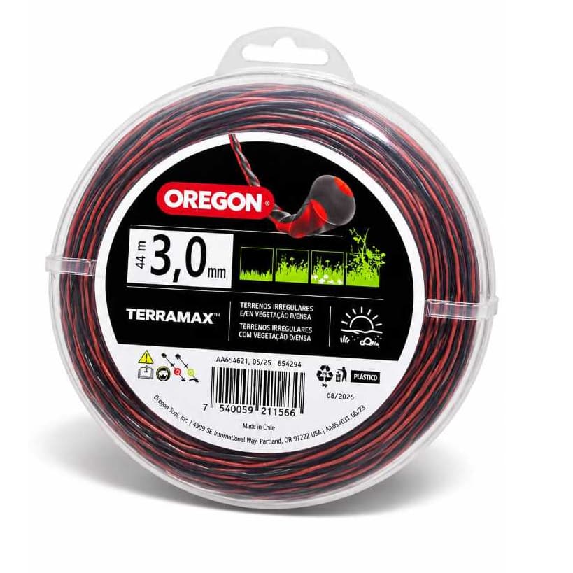 Fio de Nylon p/ Roçadeiras Oregon Terramax 3mm Blister 44mts Alta Performance