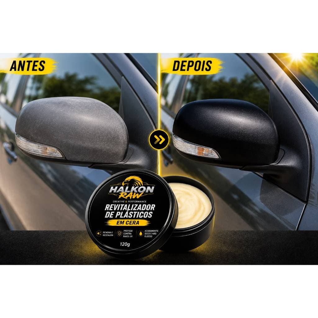 Revitalizador Plástico Automotivo Renovador de parachoque plasticos e borrachas Cera HalkonRaw