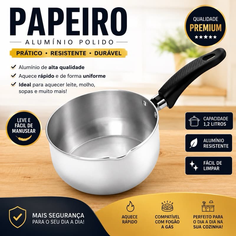 Panelas Papeiro de Alumínio para Papinhas Purê Mingau Comida N°14 e N°16