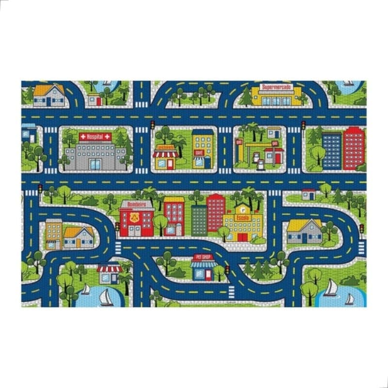 Tapete Infantil Antiderrapante 100x130cm Brisa Pista Kapazi