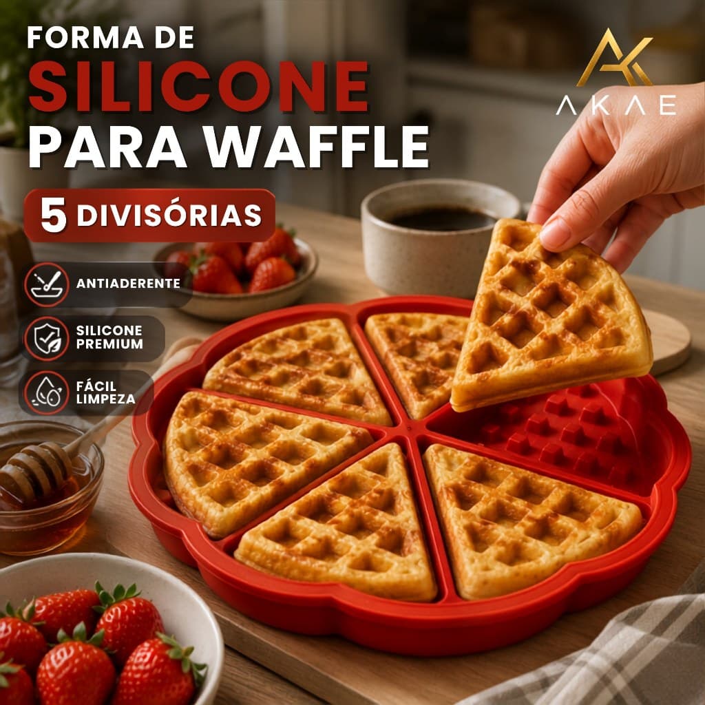 Forma Silicone Multiuso Waffle Pizza Profissional 5 Divisórias Antiaderente Forno BPA FREE Sortido
