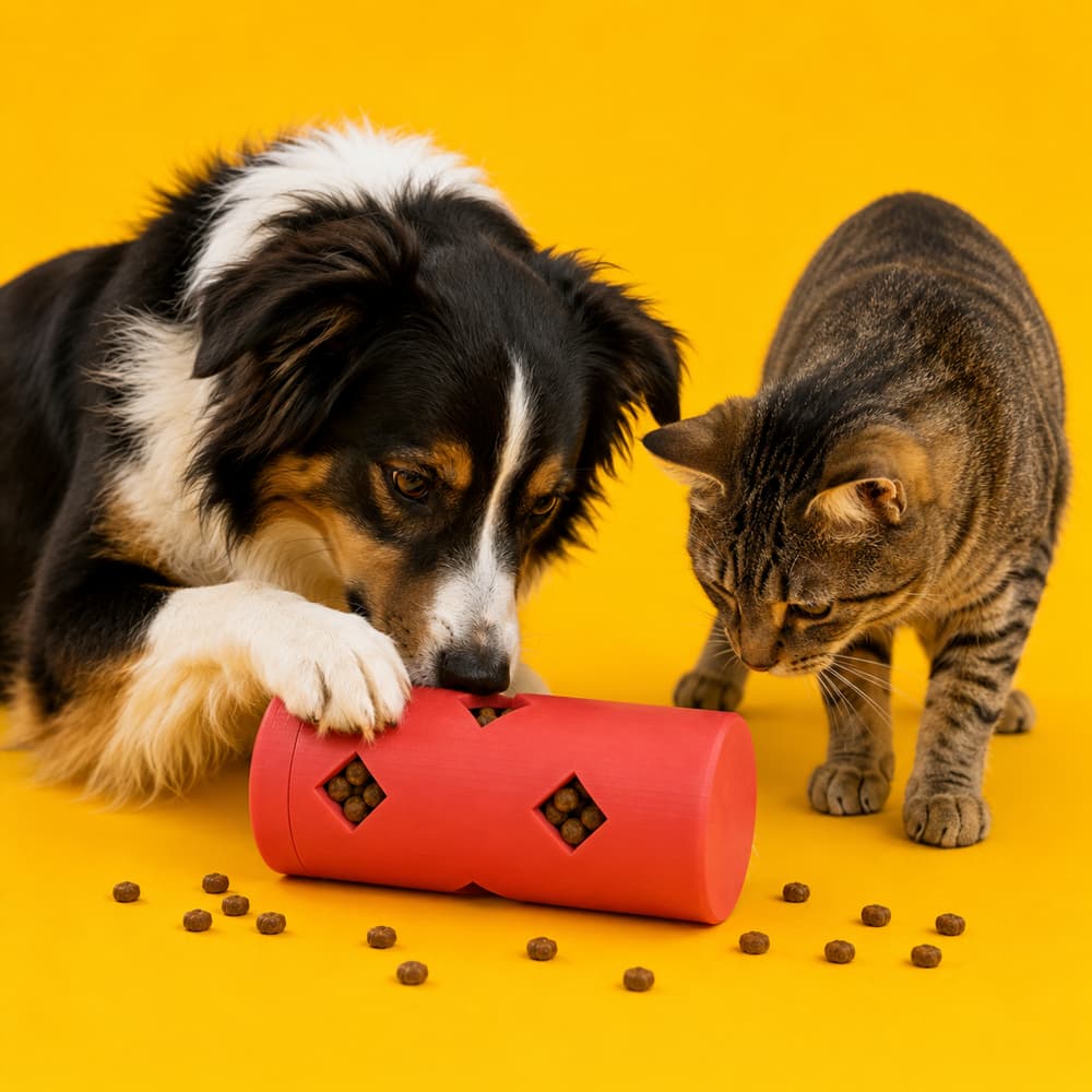 Comedouro Interativo Brinquedo para Cães e Gatos Porta Petisco Dispenser de Ração - Antiestresse Diversão