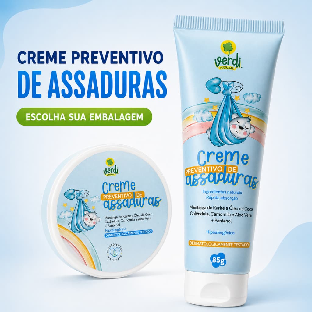 Creme Preventivo de Assaduras Bebê Verdi Natural Hipoalergênico Vegano