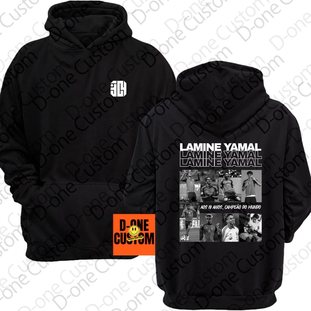 Blusa de Frio Moletom Lamine Yamal Campeão Homenagem Jogador Espanhol Casaco Capuz