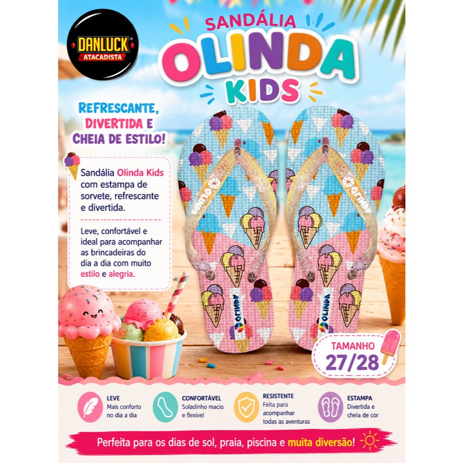 Chinelo Olinda Kids Sorvete 27/28