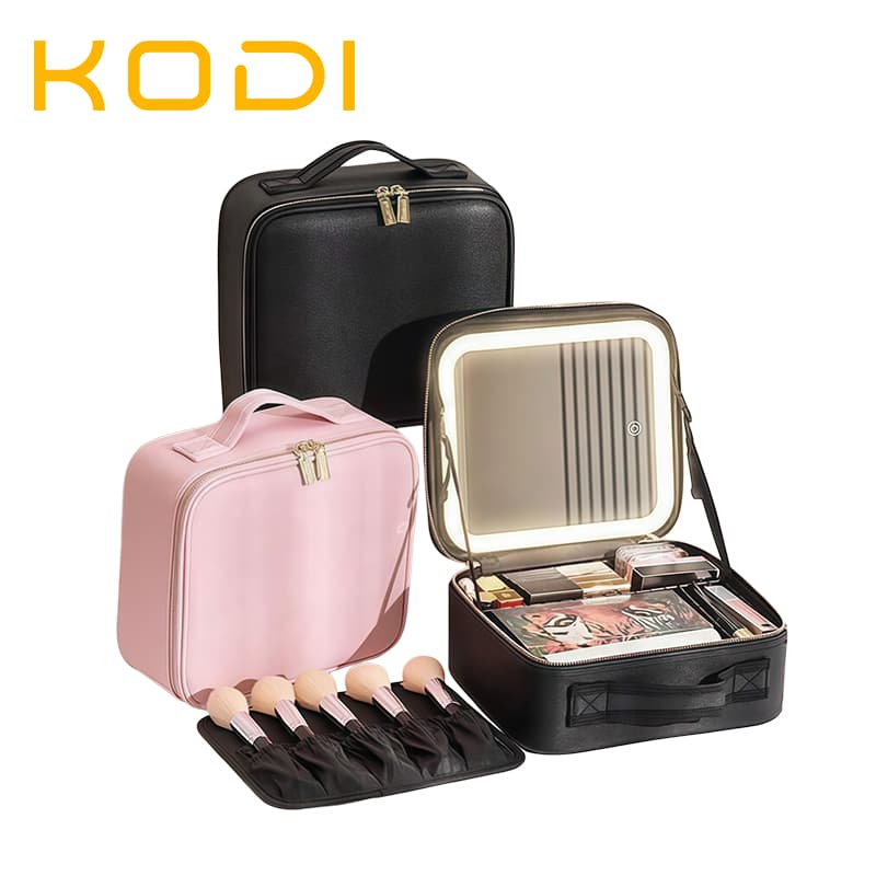 Kit Maleta de Maquiagem Profissional Completo – Com Espelho Iluminado por LED e Paleta de Cores -Q10