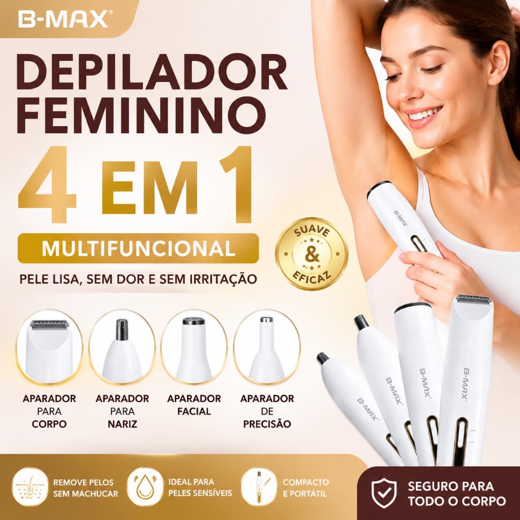 Barbeador Elétrico 4 Em 1 Para Mulheres Remoção De Pelos Corporais feminino/aparador de pelos do nariz e sobrancelhas