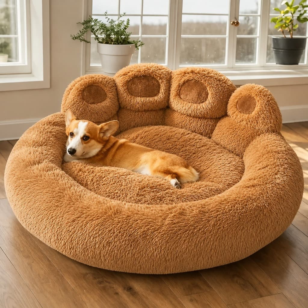 Cama Pet Nuvem Pelucia Para Cachorro Gato Super Macia Fofinha Pata De Urso Doce De Leite