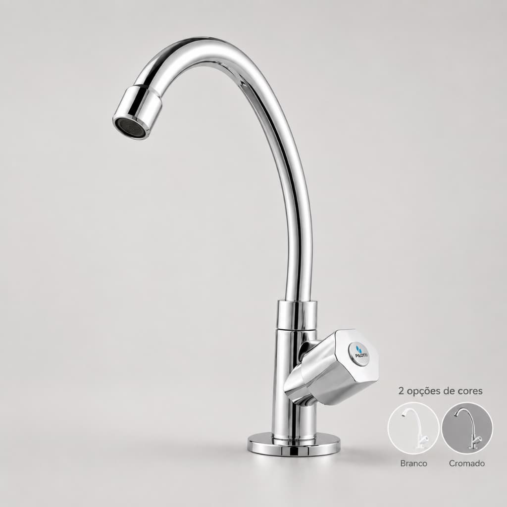 Torneira Para Cozinha Bancada ABS Cromada Bica Giratória 360°