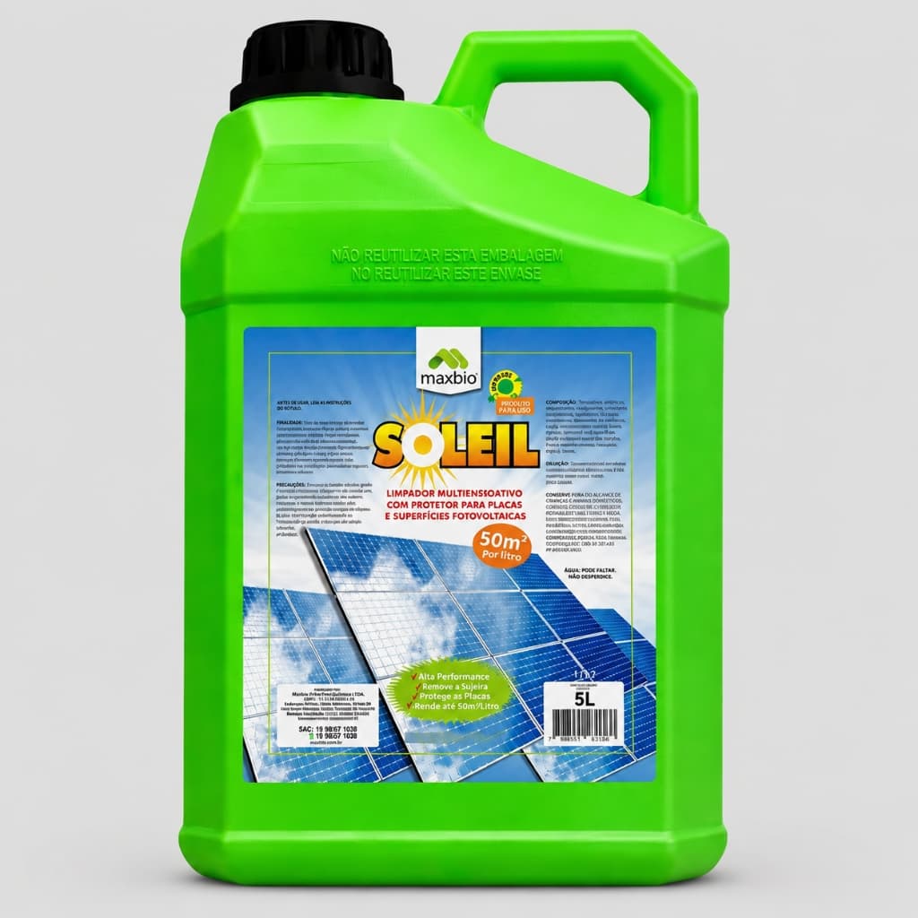 Limpeza Placa Solar Soleil Manutenção Limpador Proteção Painel Solar Repelência Poeira 5L Maxbio
