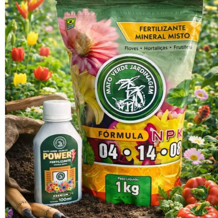 ADUBO FERTILIZANTE MINERAL MISTO NPK 04.14.08  FLORES HORTALIÇAS FRUTIFERAS E POWER KIT