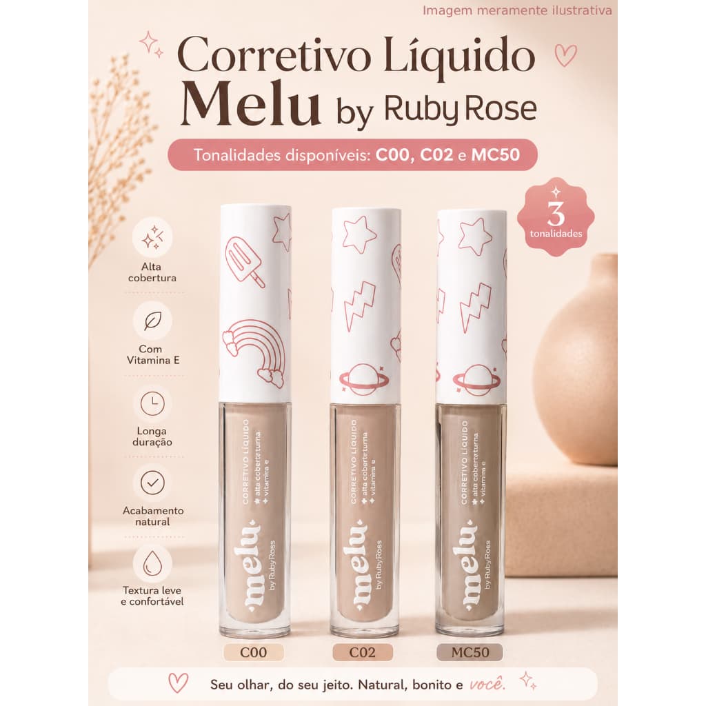 Corretivo Líquido Melu by Ruby Rose