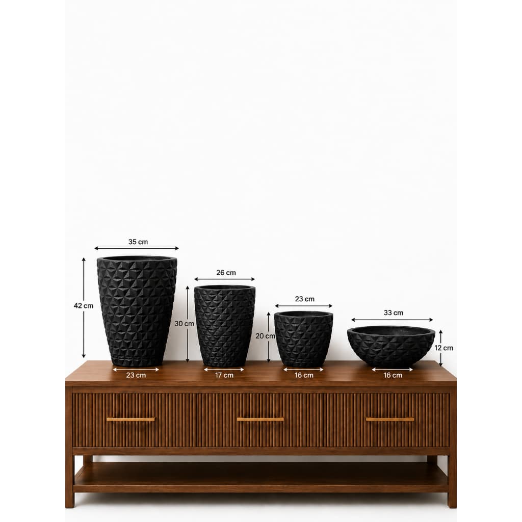 Kit Conjunto 4 Vasos Para Plantas Flores Decorativo Diamante em Polietileno