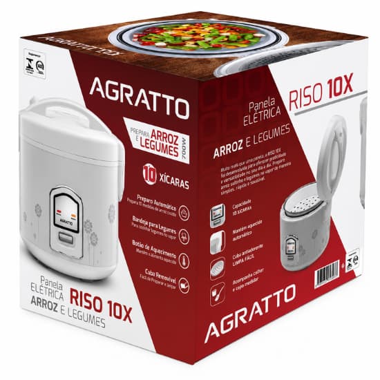 Panela Elétrica de Arroz Agratto 10 Xícaras Arroz e Legumes Cuba Antiaderente Mantém Aquecido 220V
