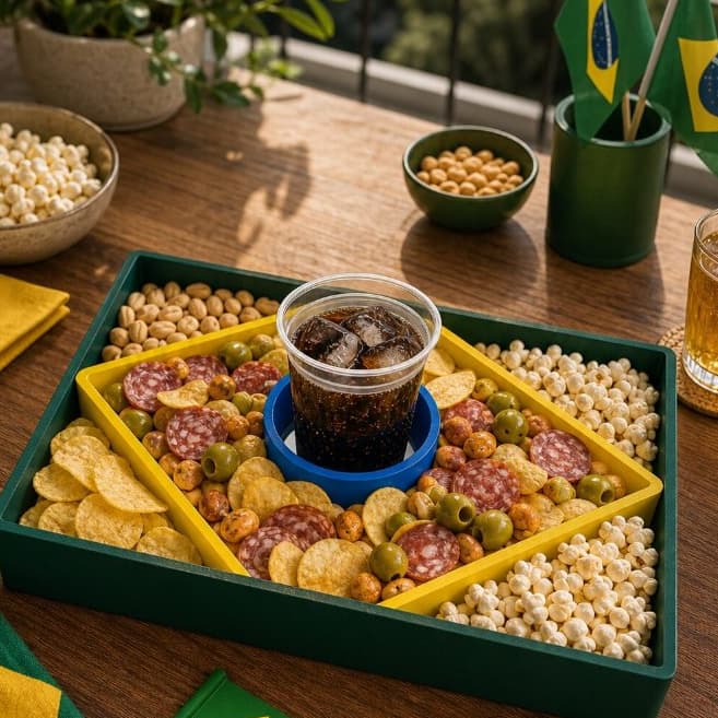 Petisqueira Brasil - Porta Petiscos no formato da Bandeira do Brasil