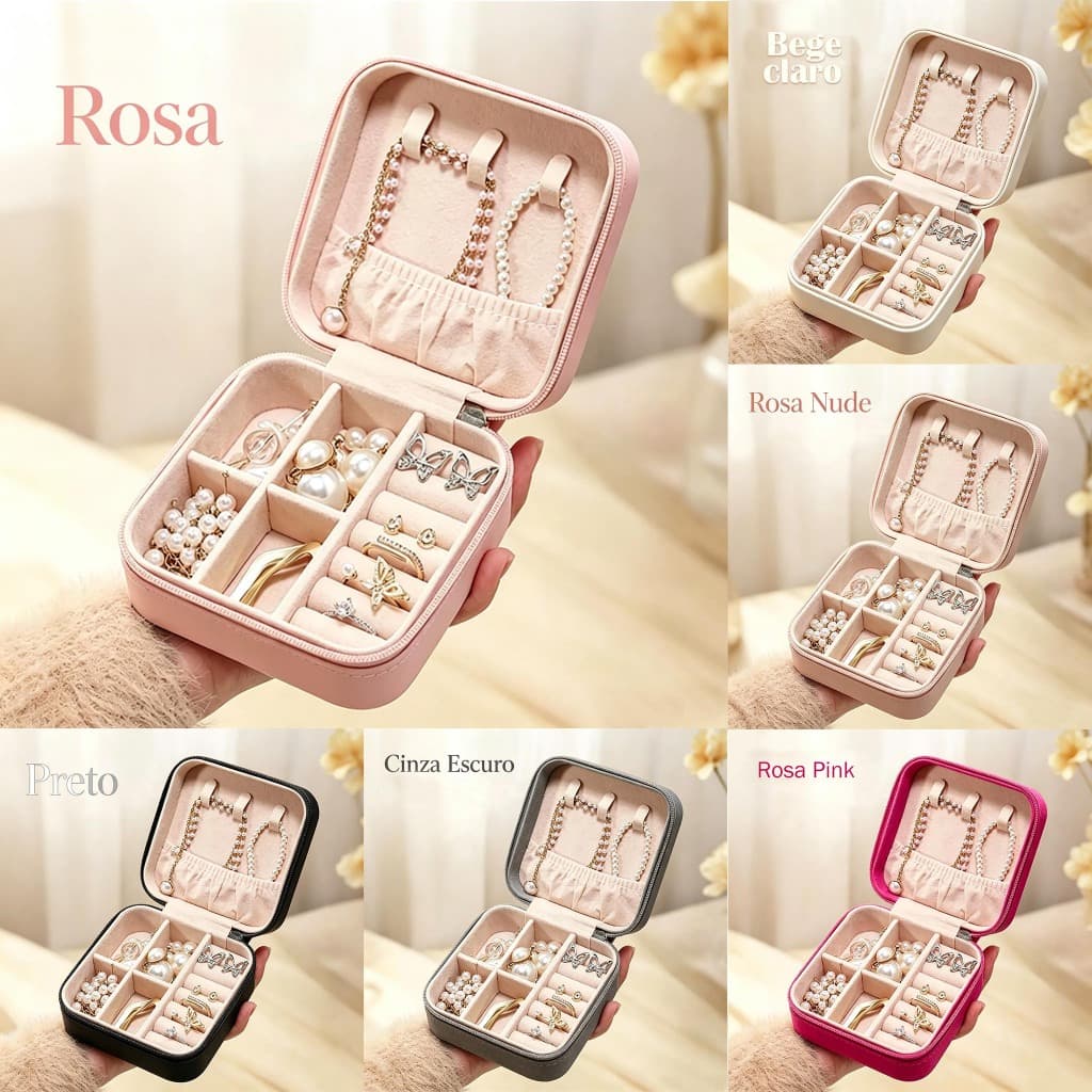 Kit 2/4/6/8 pcs Porta Jóias Portátil de Bolsa com Divisões caixa de armazenamento para Brincos Colares