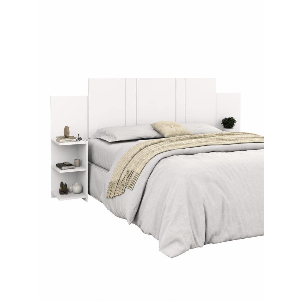 Cabeceira para Cama Box Queen com Mesa de Cabeceira Versare Toda em MDF