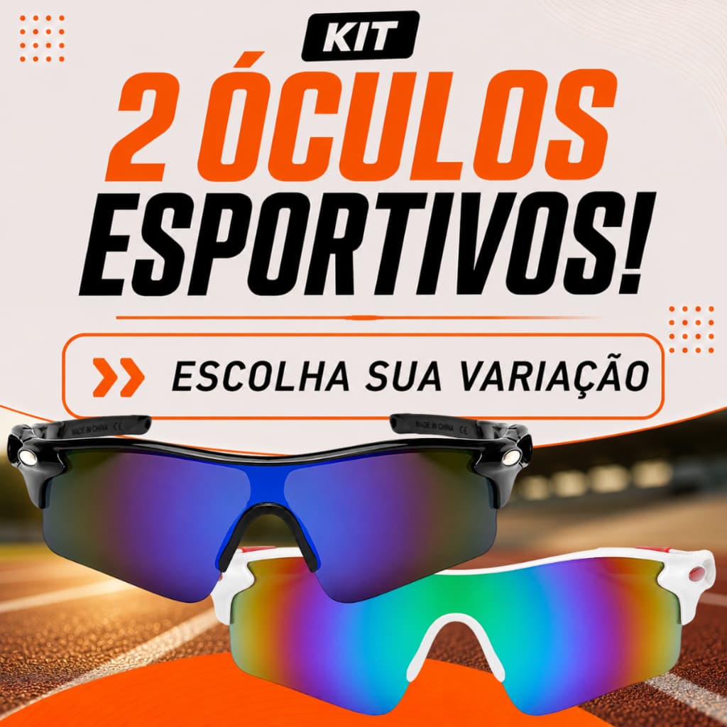 KIT 2 Óculos de Sol Corrida Ciclismo Masculino e Feminino Proteção UV400 Beach Tennis Praia Volei Lente Antireflexo