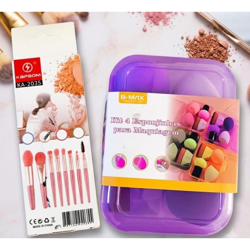 Kit Pincéis e Esponjinhas para Maquiagem - 12 itens completo