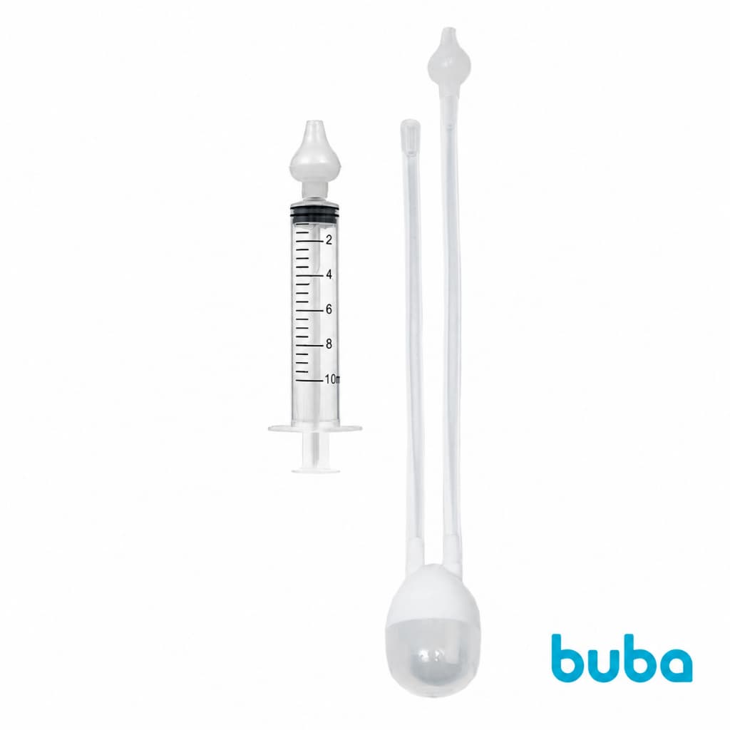 Kit Aspirador Nasal Bebe Seringa Lavagem Infantil Bebê Buba