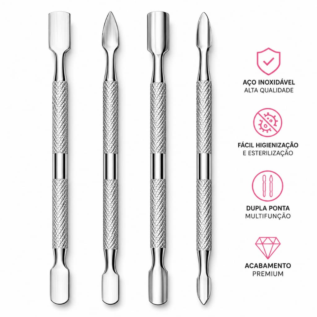 Kit Espátulas Manicure Inox Profissional Pedicure 4 Peças Espátula Cutícula Inox Kit 4 Peças Manicure Profissional