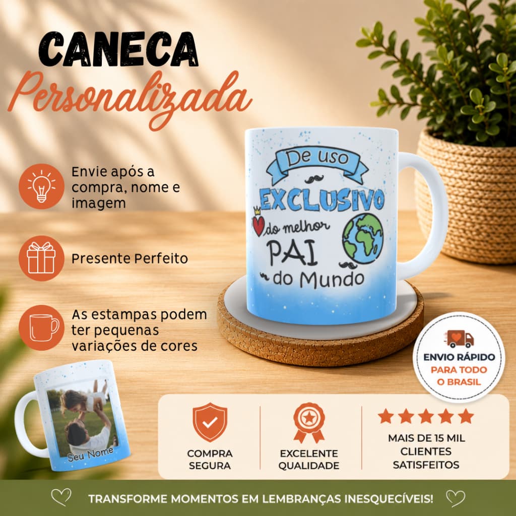 Caneca Personalizada Dia dos Pais Xícara Personalizada Dia dos Pais Caneca Melhor Pai do Mundo