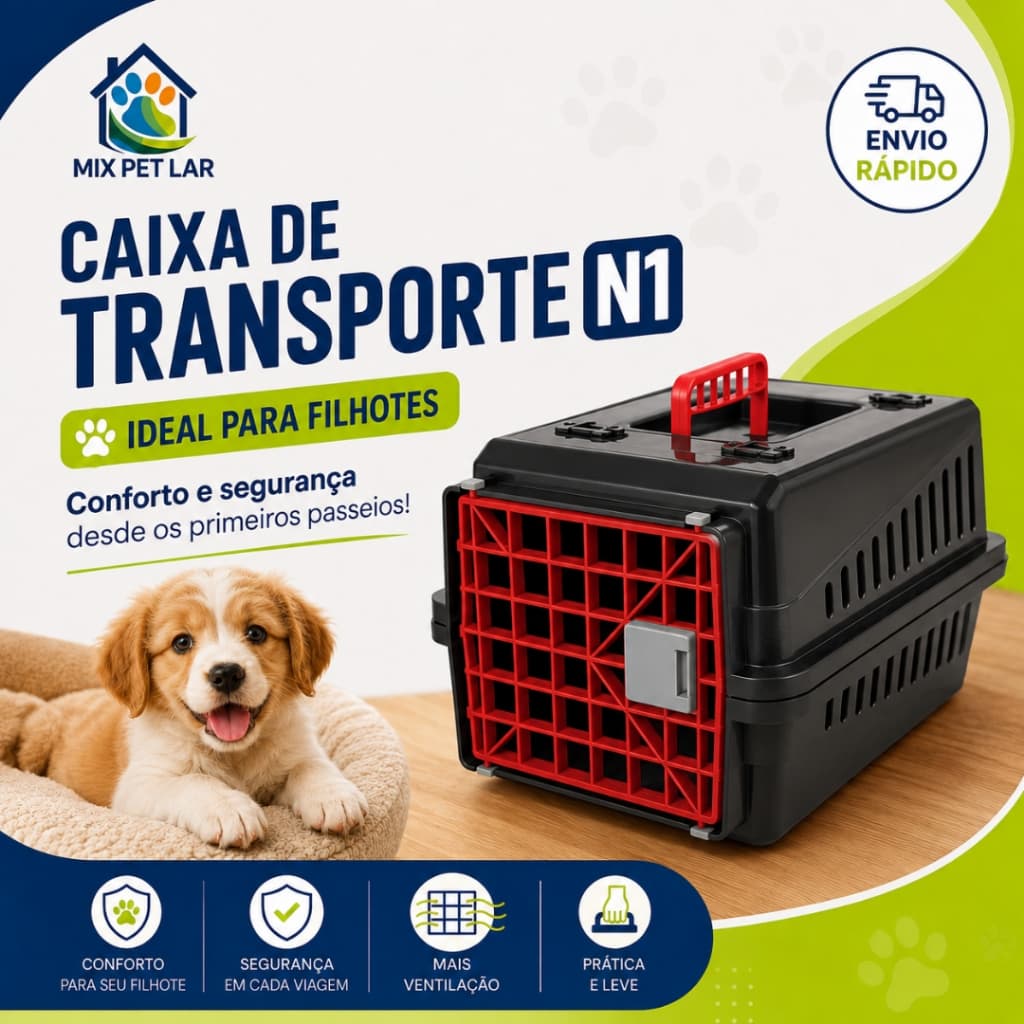 CAIXA DE TRANSPORTE PET N1 FILHOTES CACHORRO GATO COELHO PEQUENO PORTE VIAGEM PASSEIO SEGURO MECPET