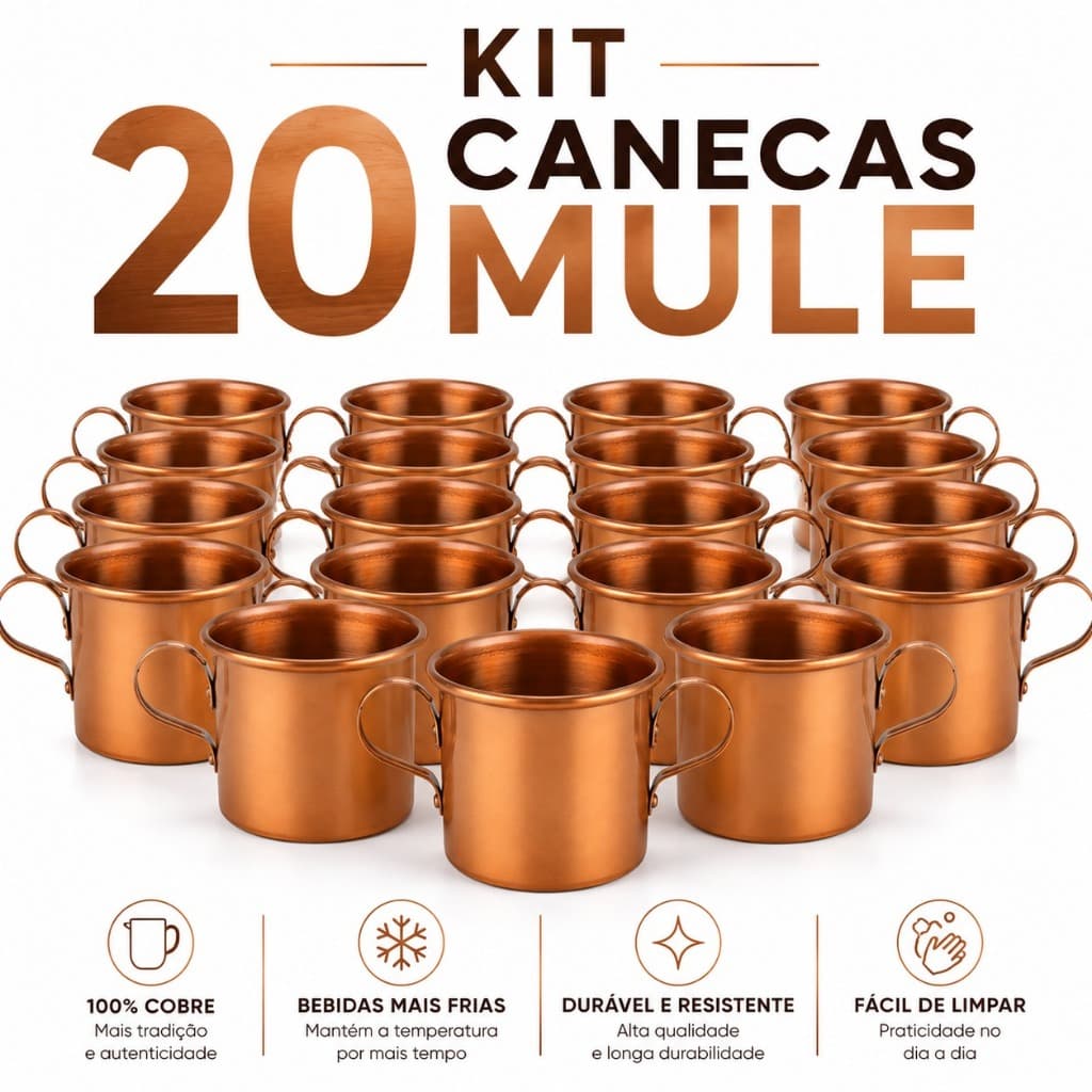 Kit 20 Canecas Moscow Mule 350 Ml Alumínio Reforçado Bares Festas Casamentos Drinks Bares Bebidas