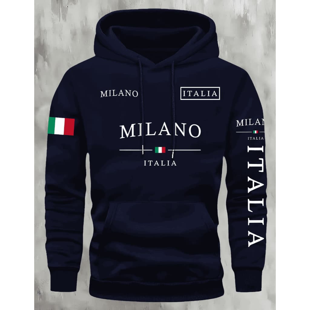Moletom Blusa de Frio Unissex MIlano Italia Estiloso Com Capuz Flanelado Grosso