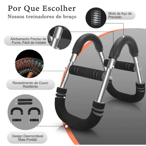 Treinador de braços e Treino De Peito Aparelho De Exercícios Unissex Três configurações ajustáveis BW14031