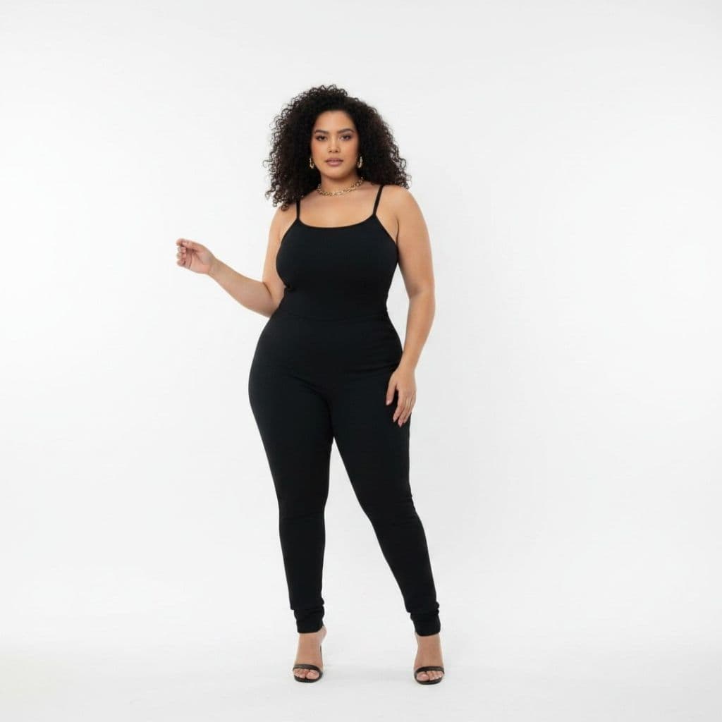 Macacão Feminino Longo Plus Size Alcinha Canelado Premium Modelador Longo Alcinha Malha Anarruga Zero Transparência Grin
