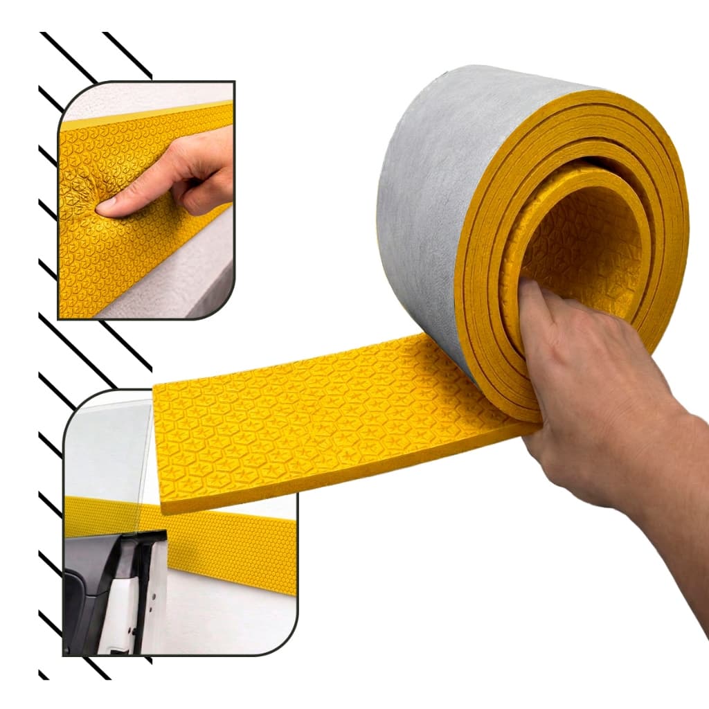 Protetor Parede Garagem EVA Amarelo 2m x 20cm Adesivo Anti Impacto Porta Carro Coluna Estacionamento Residencial Elidelu