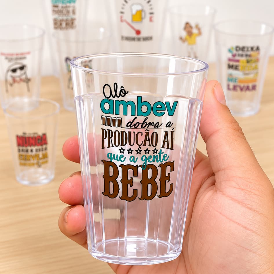 20 Copos Americanos Cristal 190ml Criação de Arte Grátis Personalizados Festas Bares Aniversário