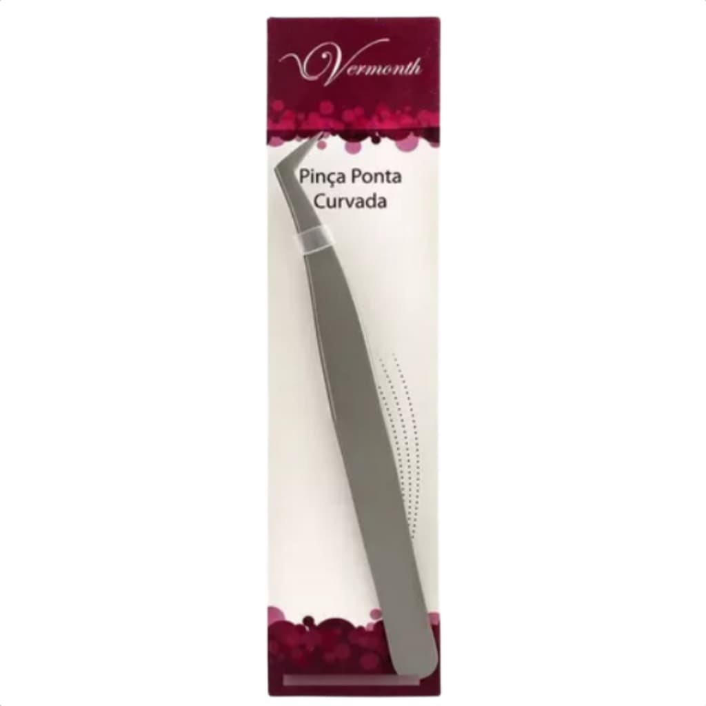Pinça Ponta Curvada Vermonth 11cm para Cílios Volume Russo Fio a Fio Profissional