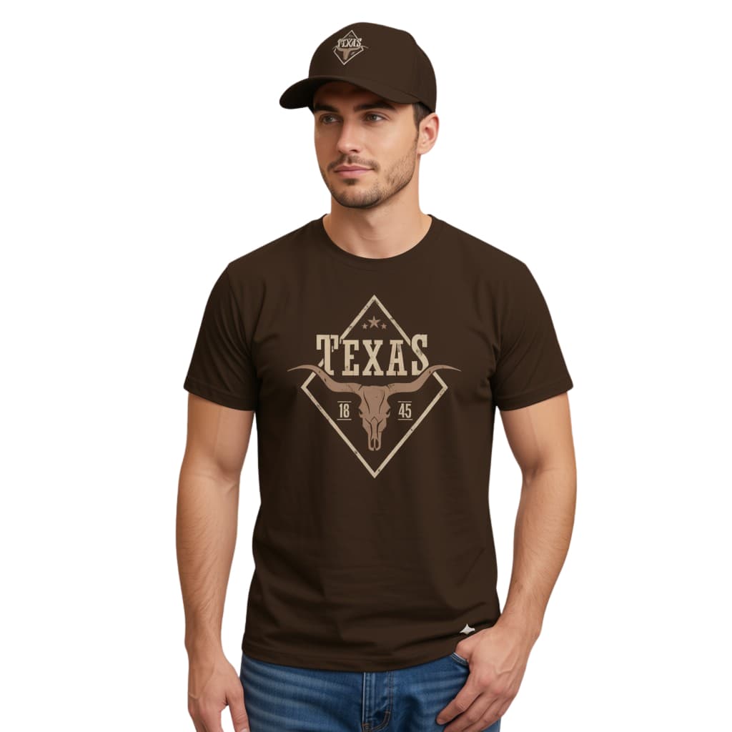 Kit Country Camiseta + Boné Texas 100% Algodão Unissex Masculino Feminino Rodeio Agro